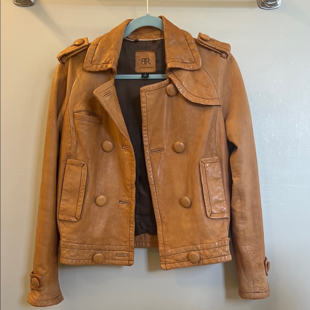 Banana Republic Real Leather brown Double-Breasted Women's Leather Jacket